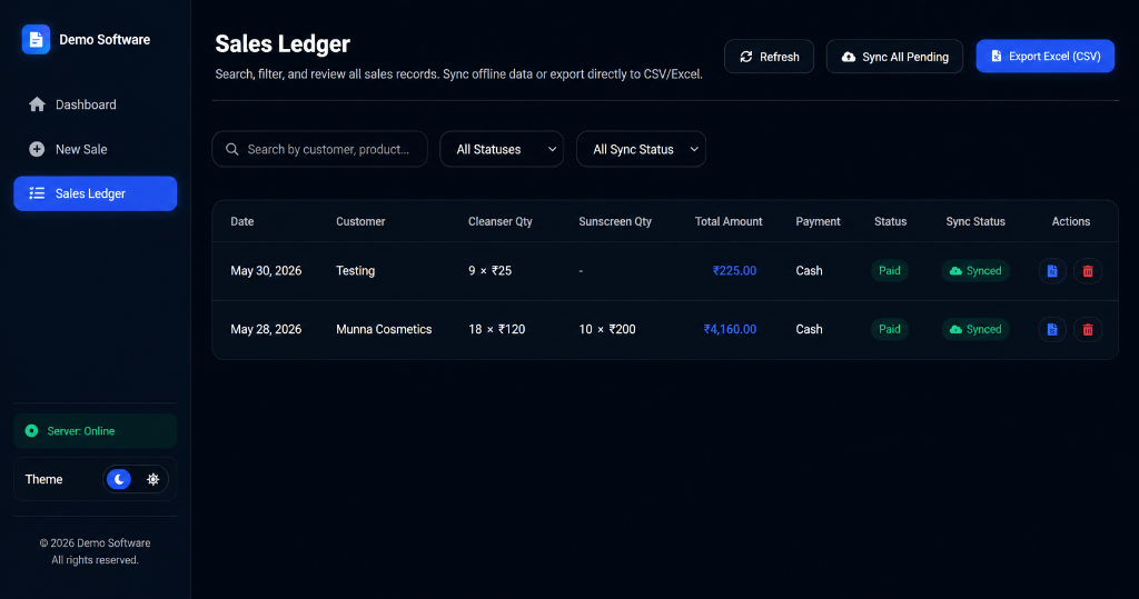 Sales Ledger Page